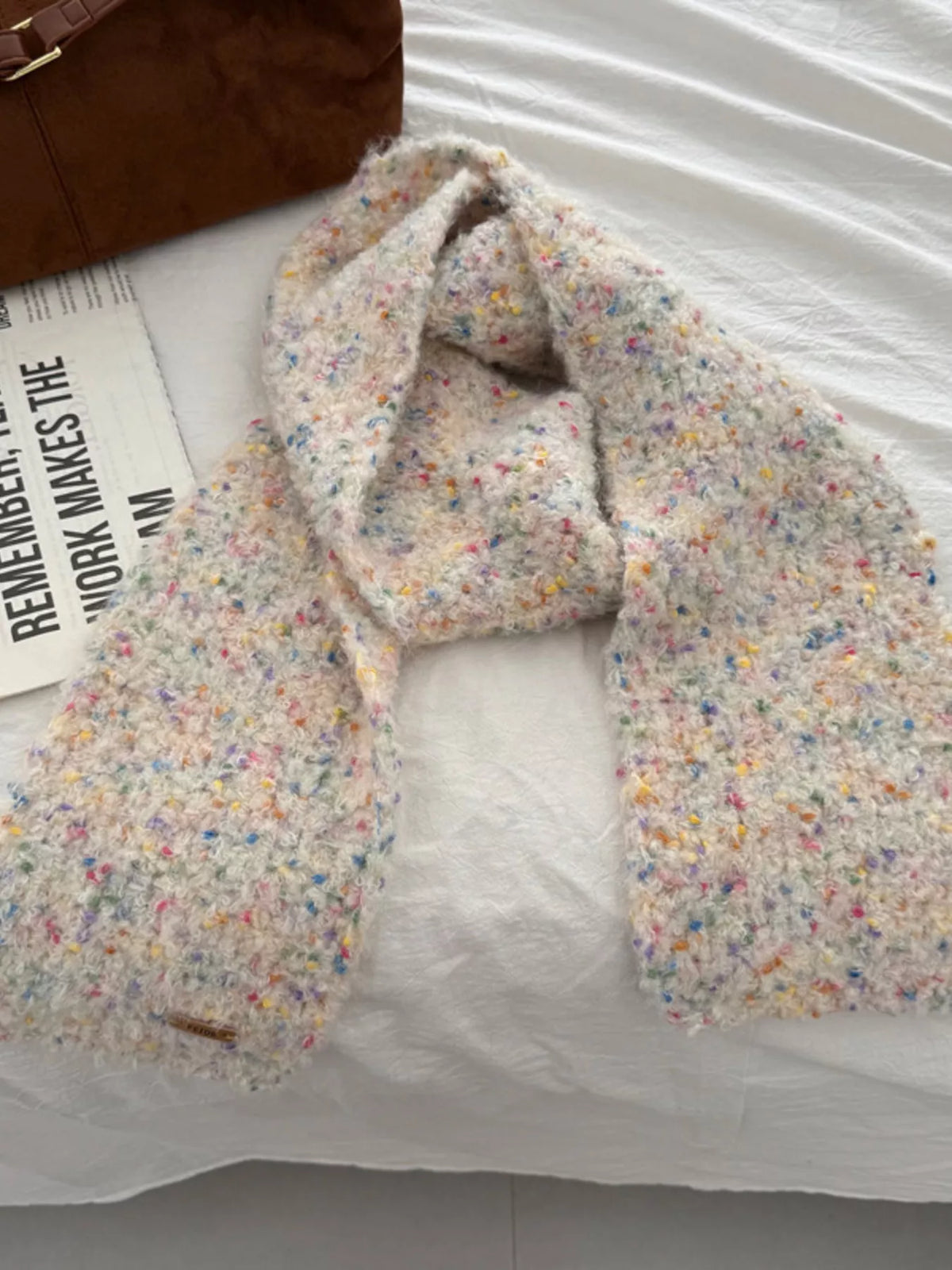 Cozy Knitted Multicolor Speckled Scarf -