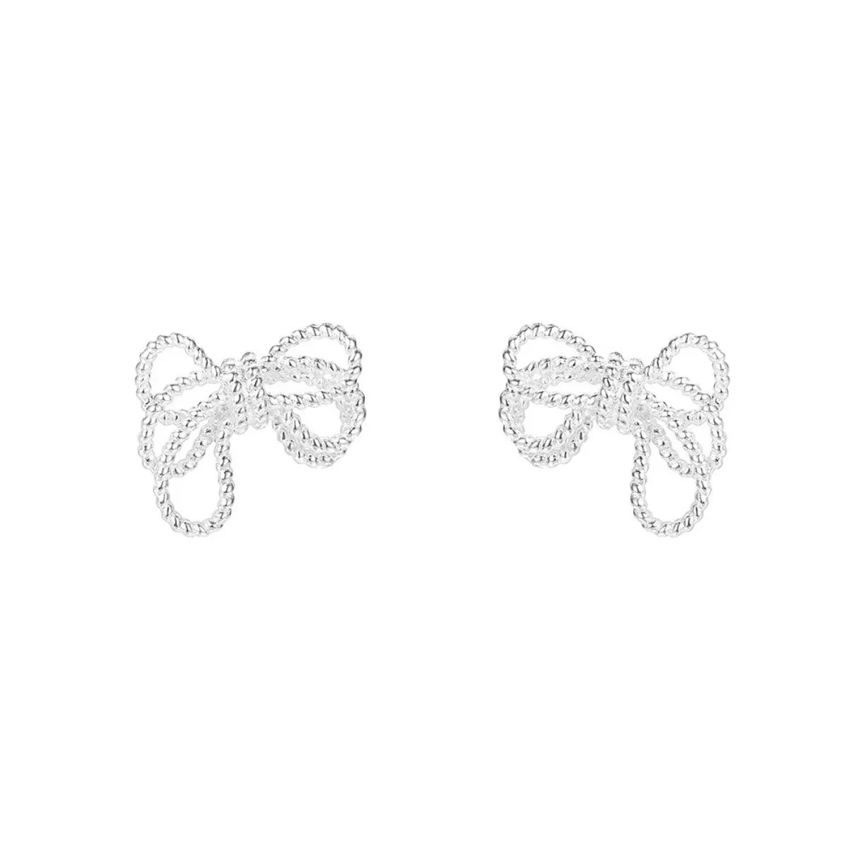 Sterling Silver Bow Knot Stud Earrings -