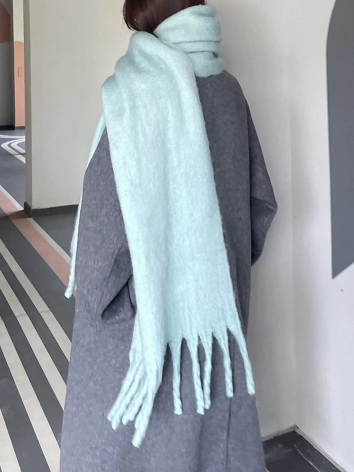 Solid Color Fringe Scarf -