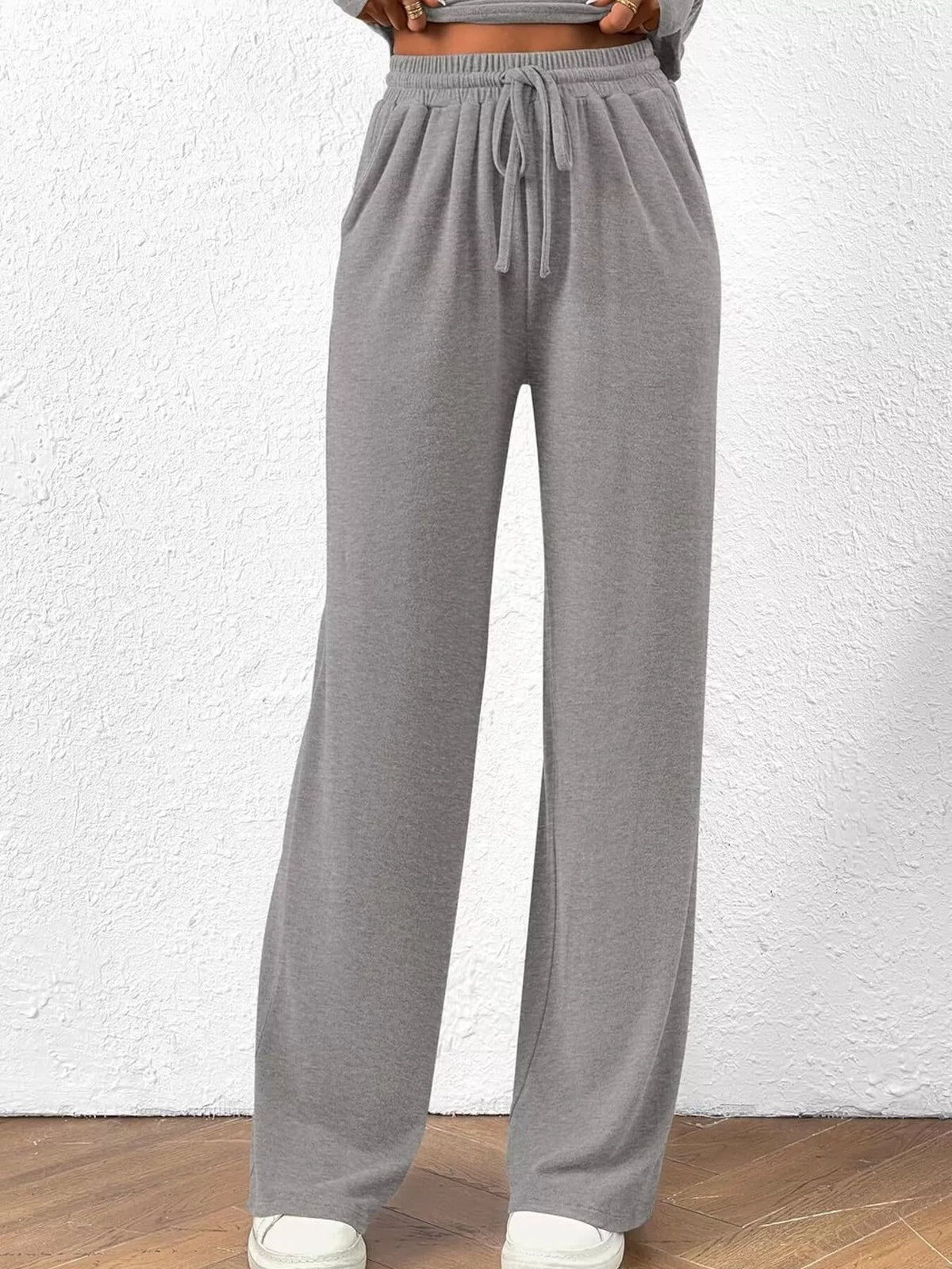 Long Sleeve Top and Wide Leg Pants Set -