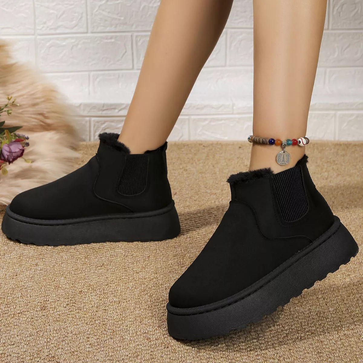 Round Toe Platform Ankle Boots -