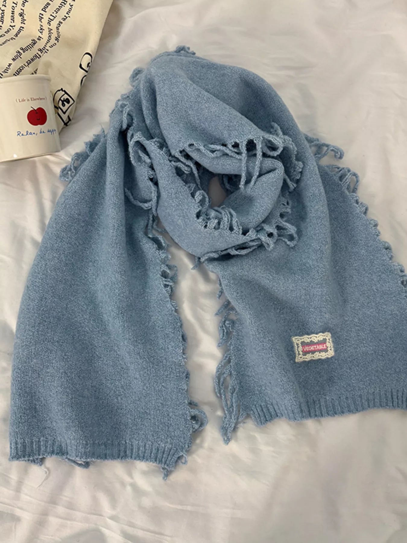 Knitted Fringe Scarf -