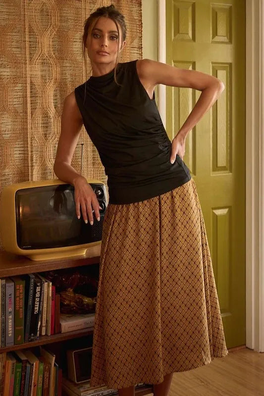 Printed Midi Skirt -