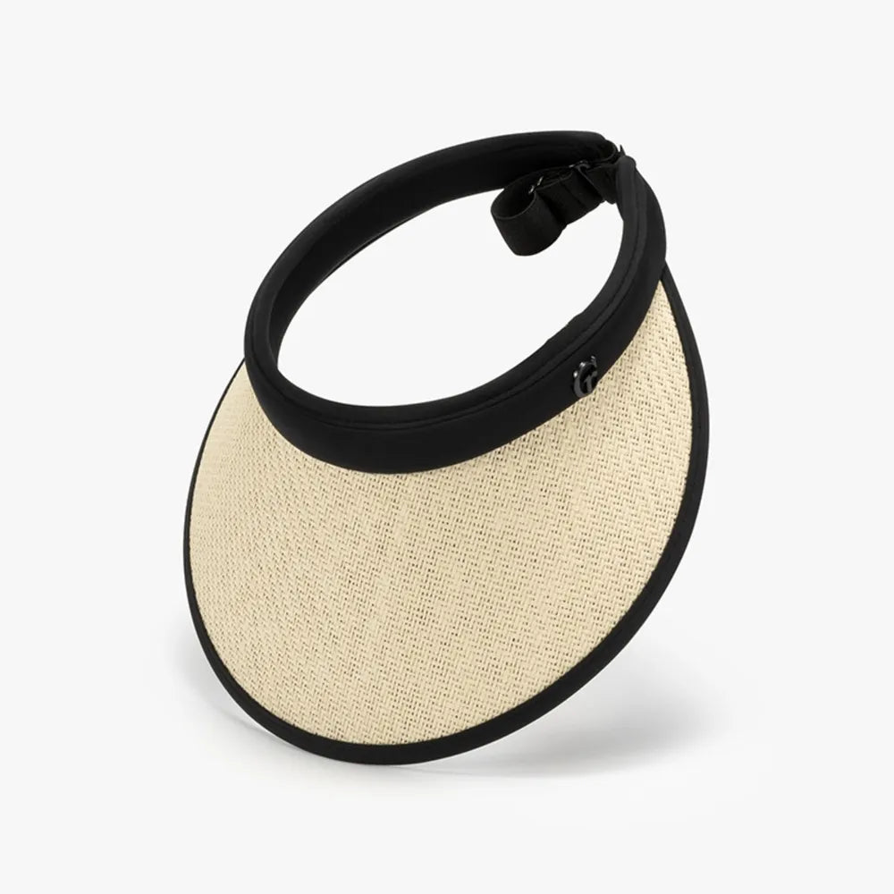 Solid Adjustable Weave Visor - Cream One Size