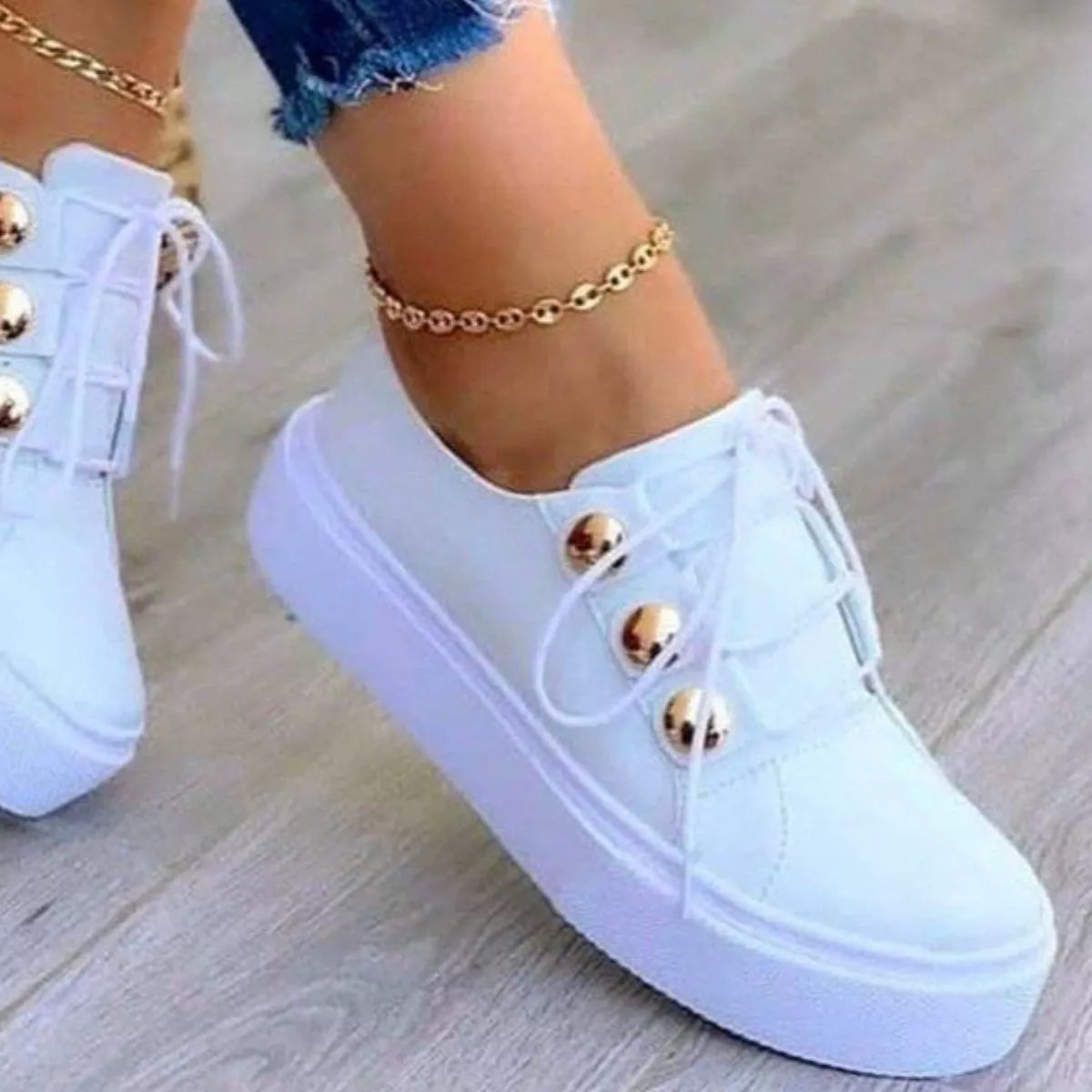 Round Toe Platform Sneakers -