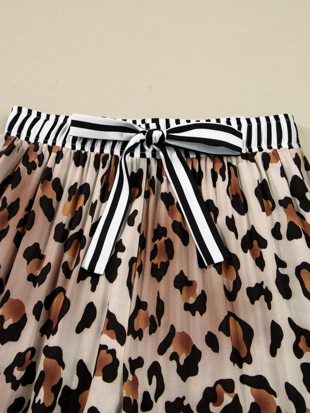 Leopard and Striped Trim Shirt and Pants Set -