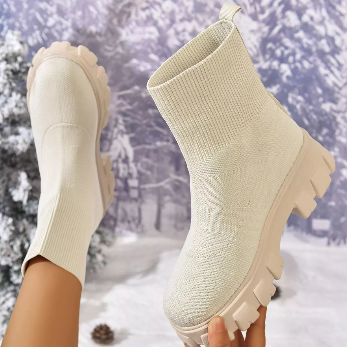 Round Toe Block Heels Boots -
