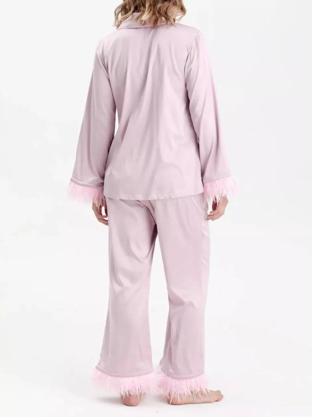 Silky Button Up Top and Pants Lounge Set -