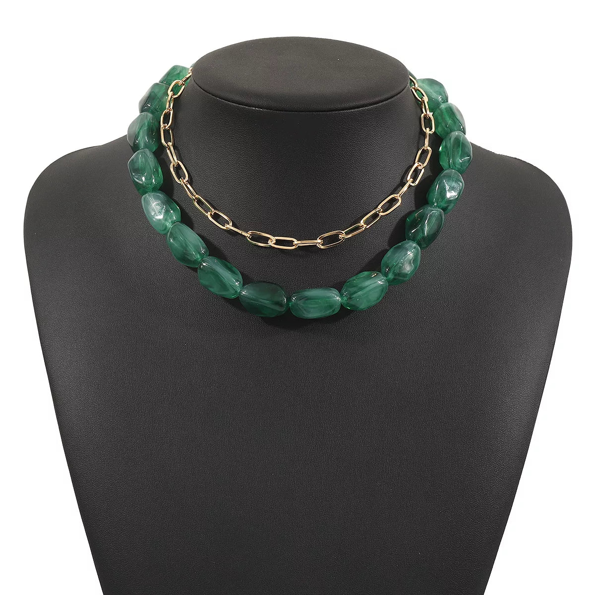Colorful Beaded Chain Necklace -