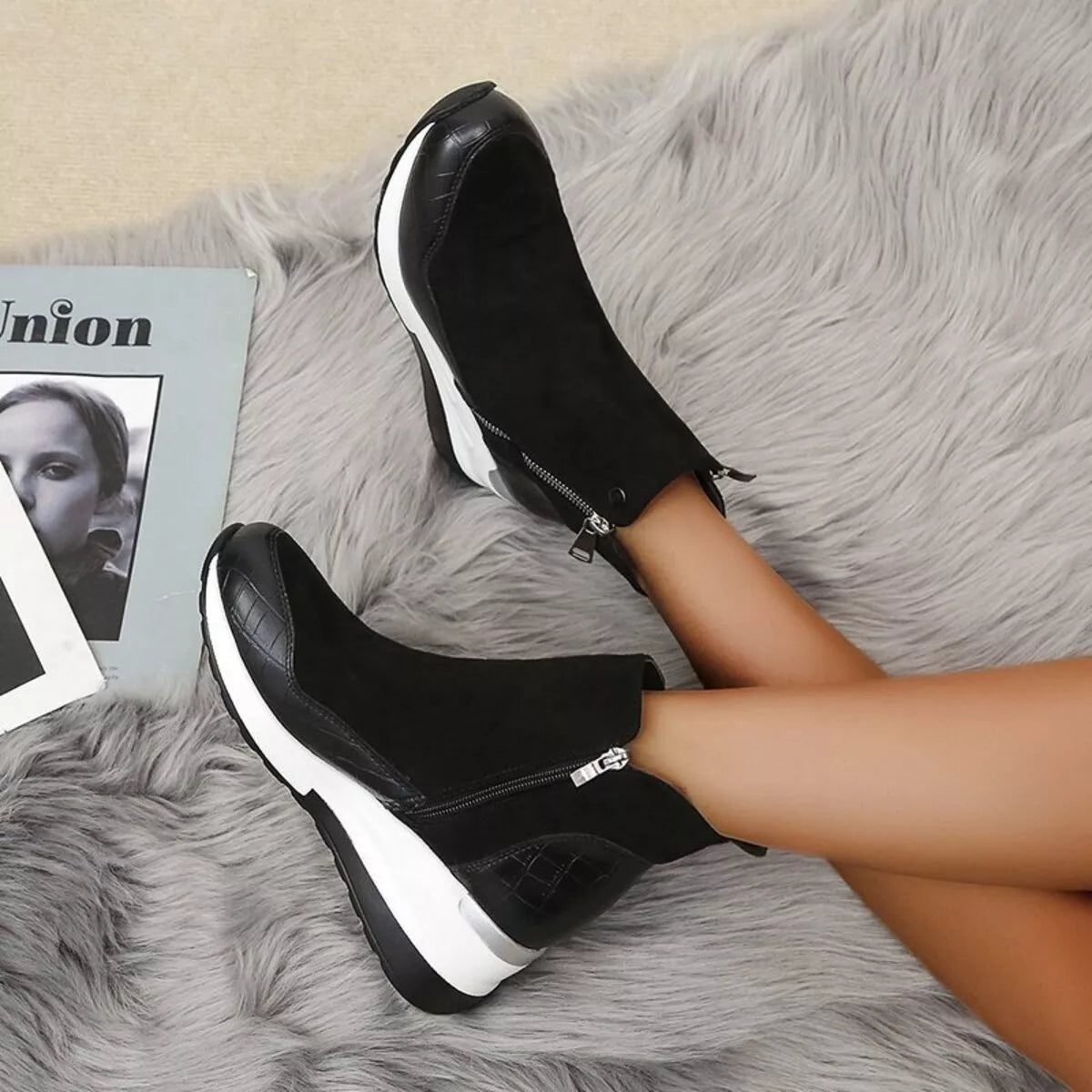 Side Zipper Ankle Boots -