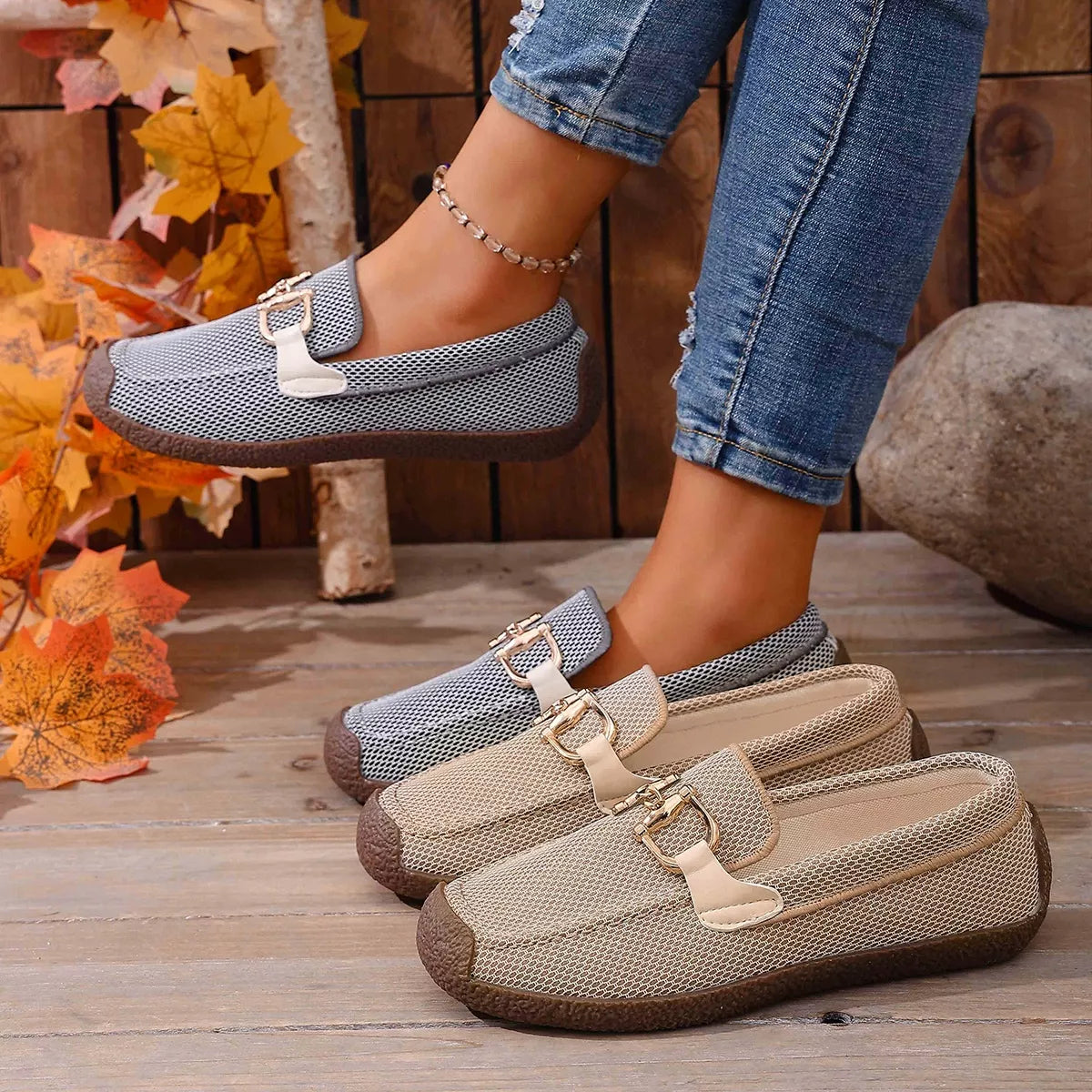 Round Toe Flat Slip-Ons -