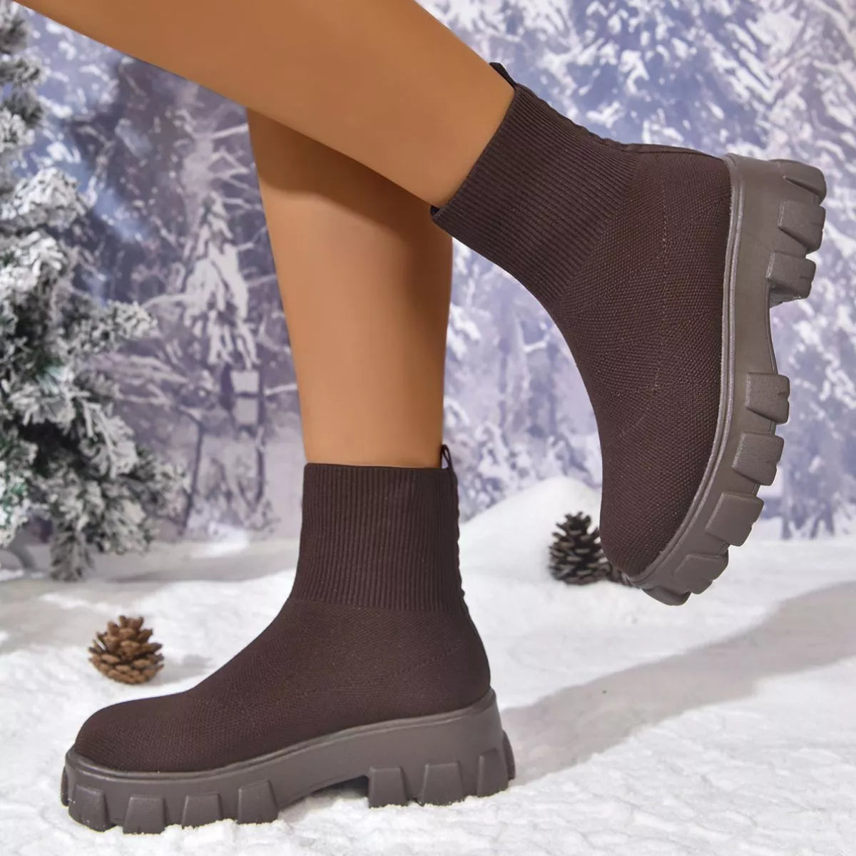 Round Toe Block Heels Boots -
