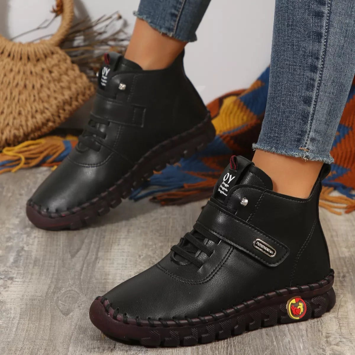 Lace Up Platform Ankle Boots -
