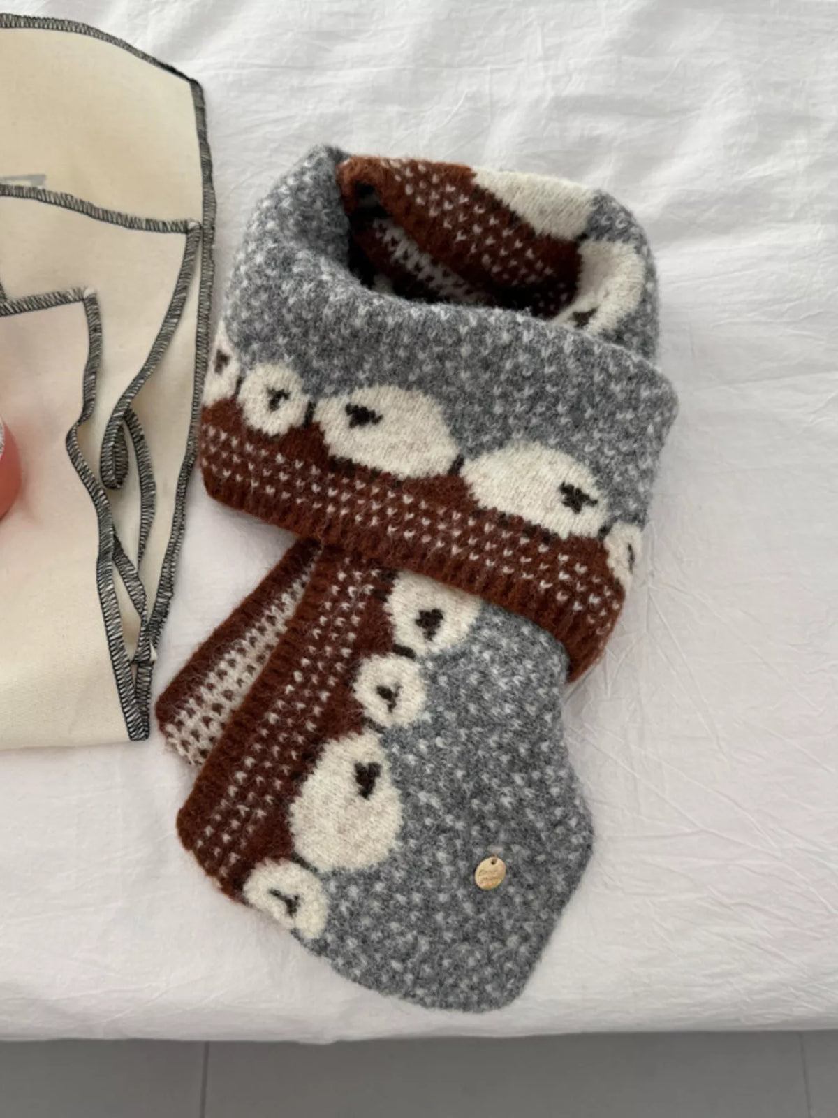 Sheep Pattern Knitted Scarf -