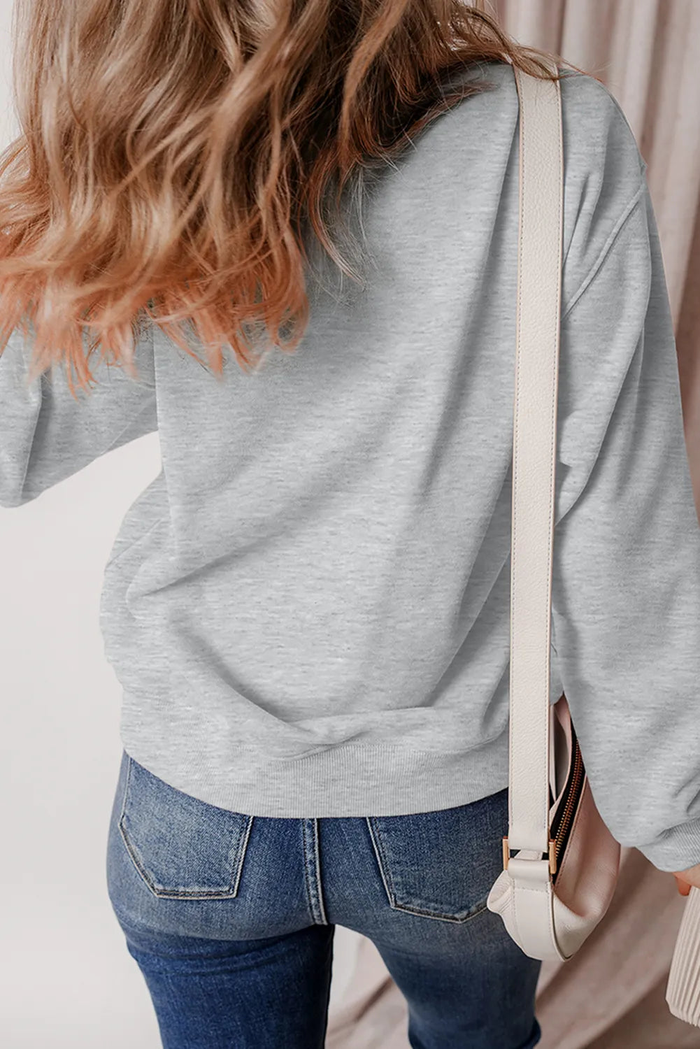 Ghost Round Neck Long Sleeve Sweatshirt - Gray