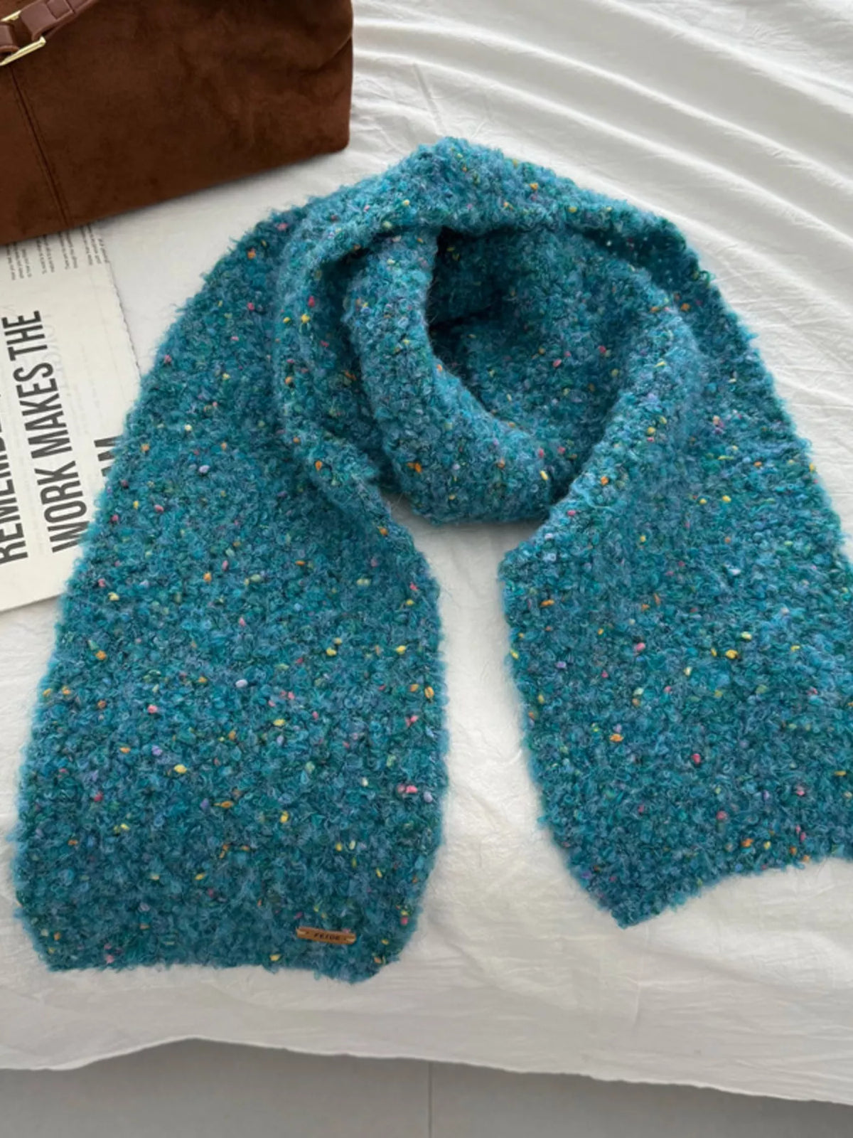 Cozy Knitted Multicolor Speckled Scarf -