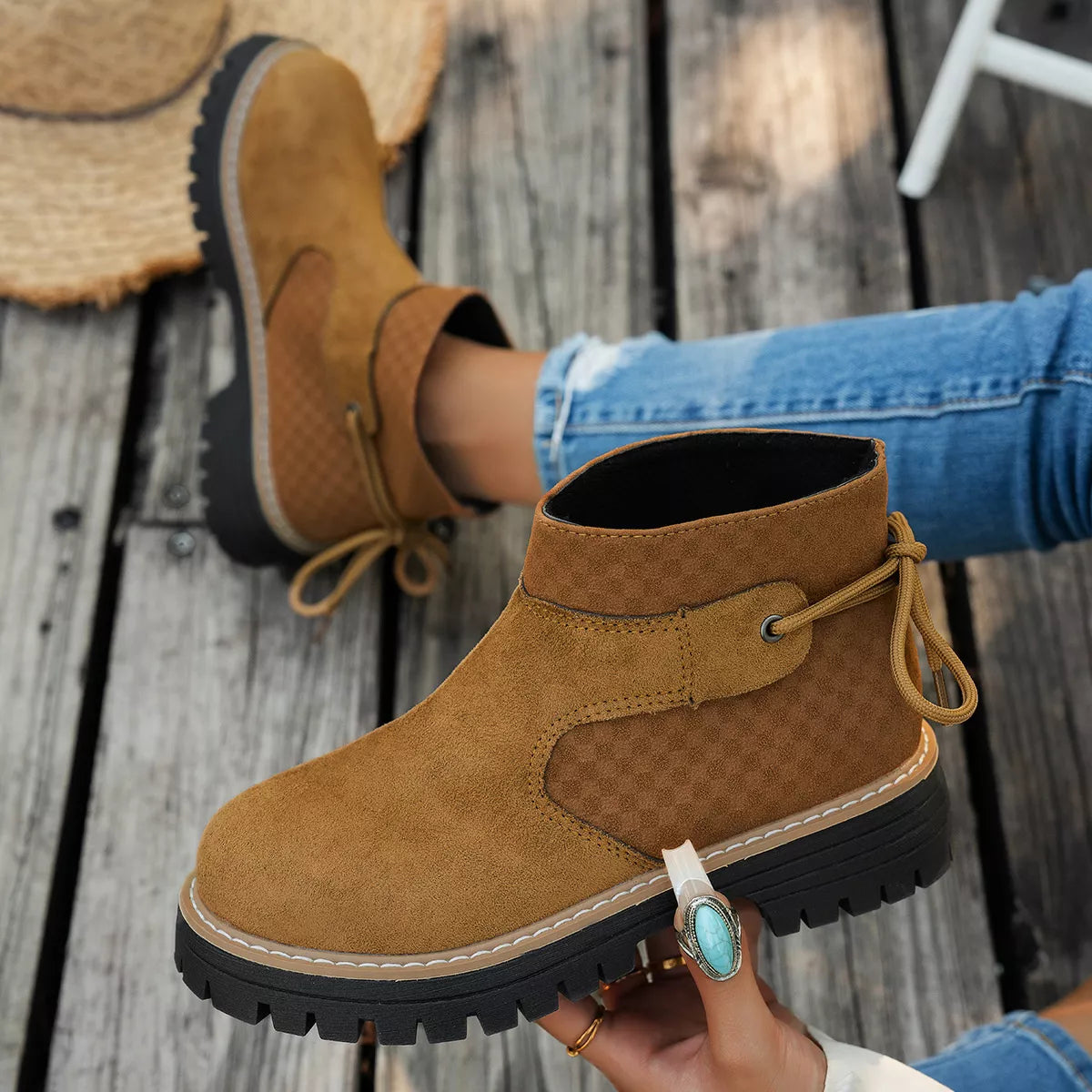 Block Heel Ankle Boots -