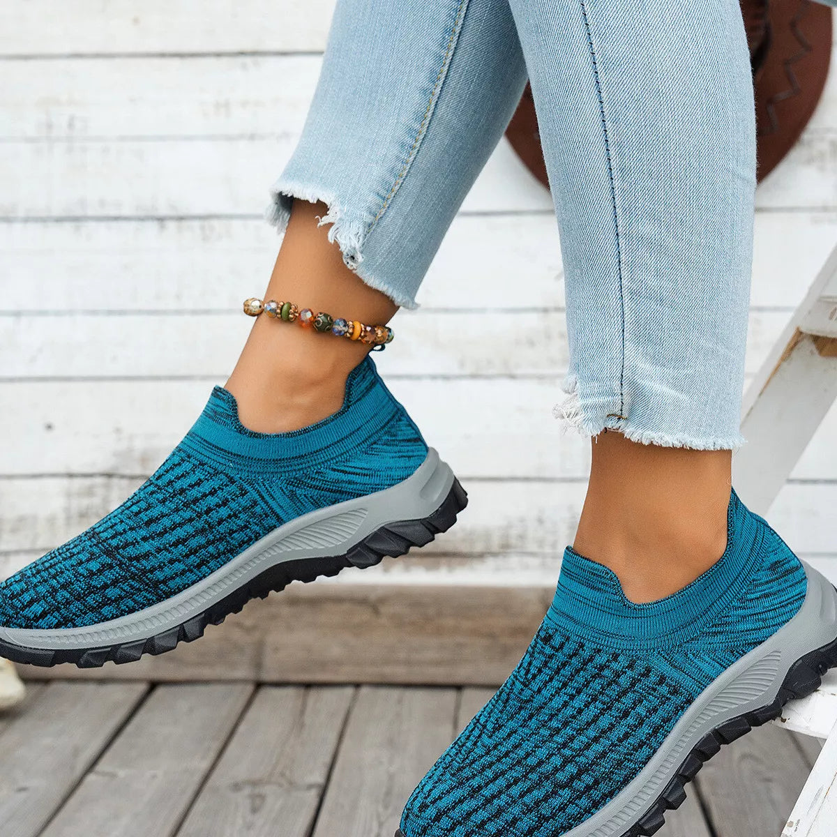Round Toe Mesh Slip-Ons -
