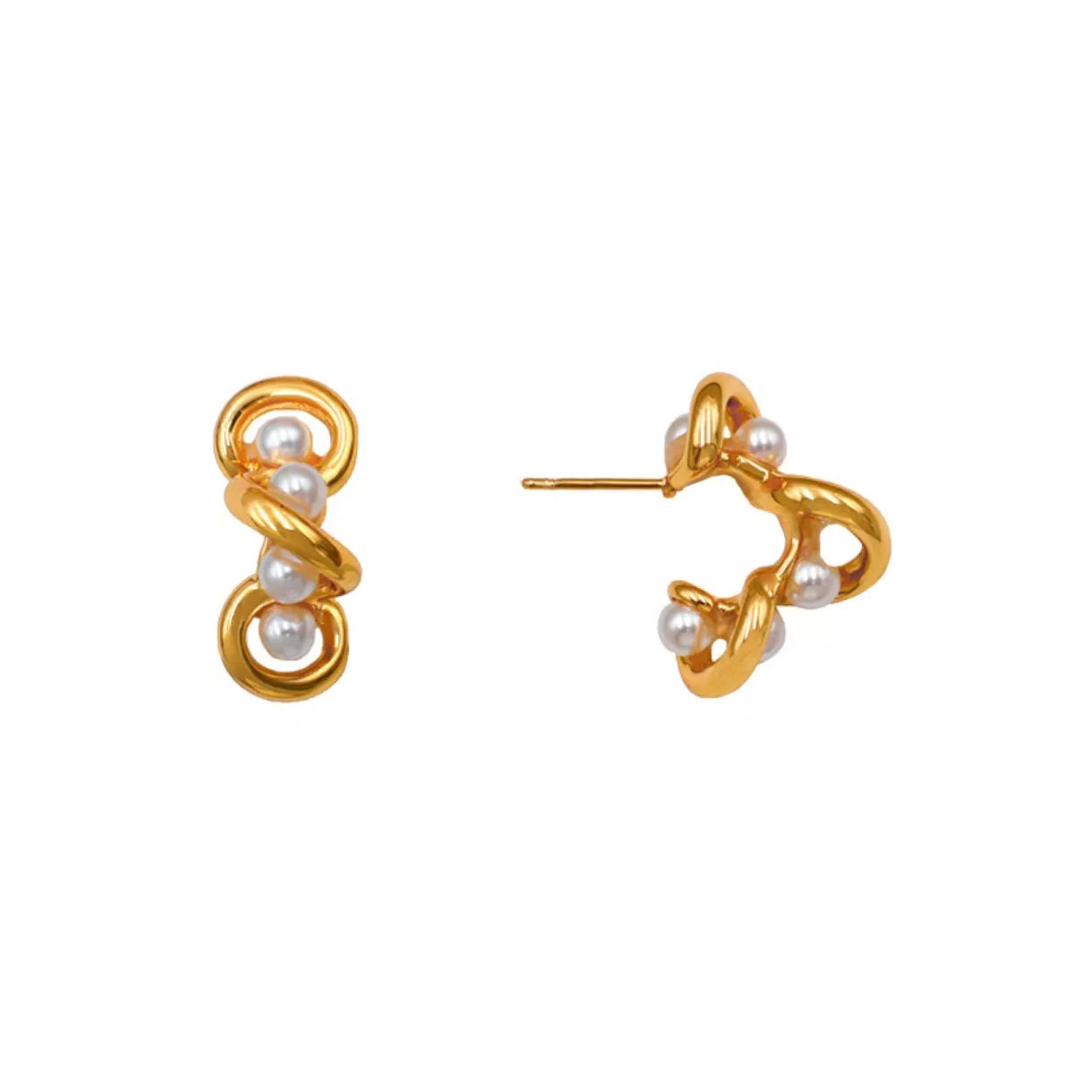 Gold-Plated Pearl Earrings -
