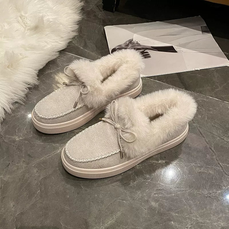 Fuzzy Round Toe Slip-Ons -