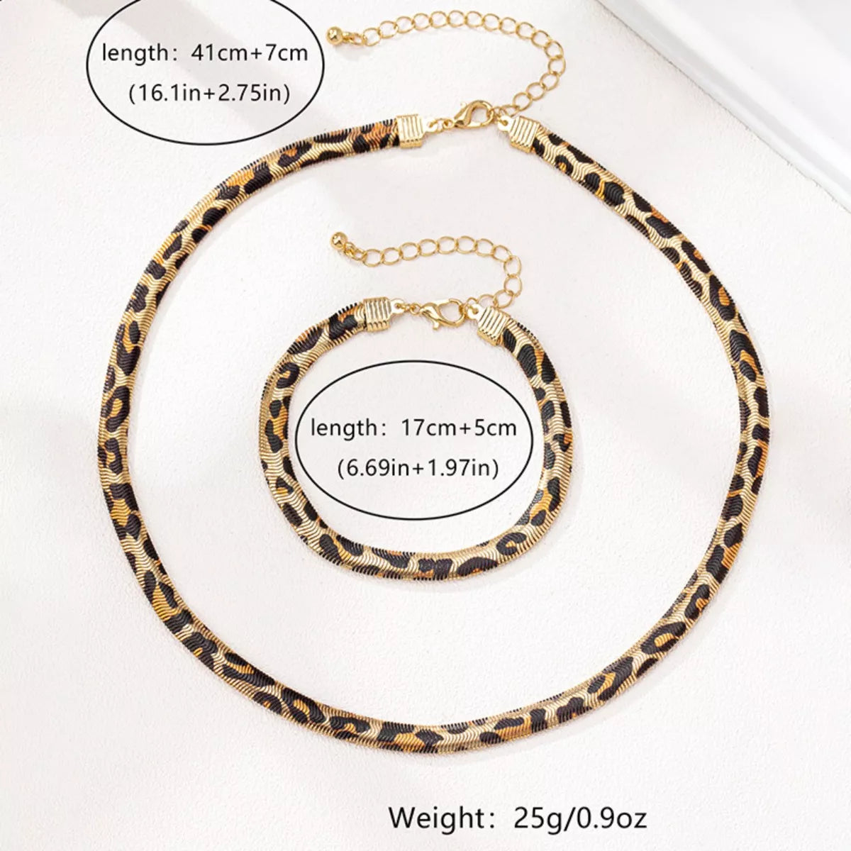 Chunky Leopard Necklace and Bracelet Jewelry Set -