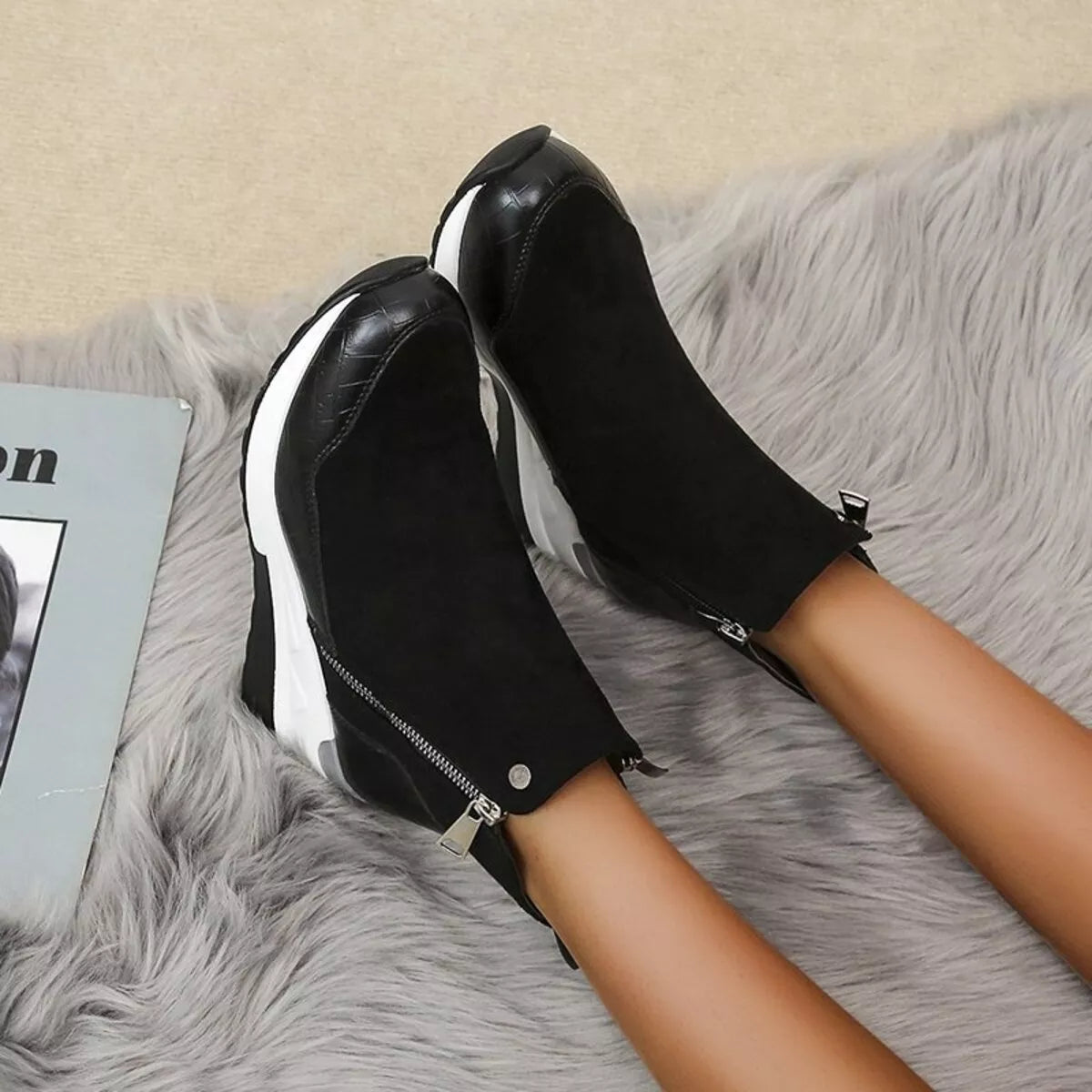 Side Zipper Ankle Boots -