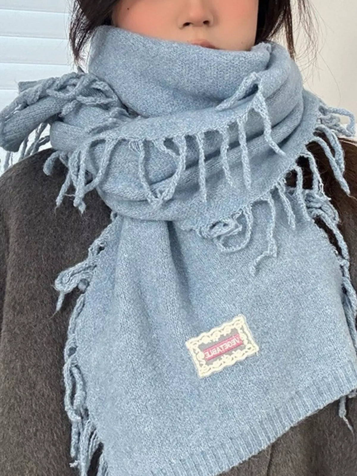 Knitted Fringe Scarf -