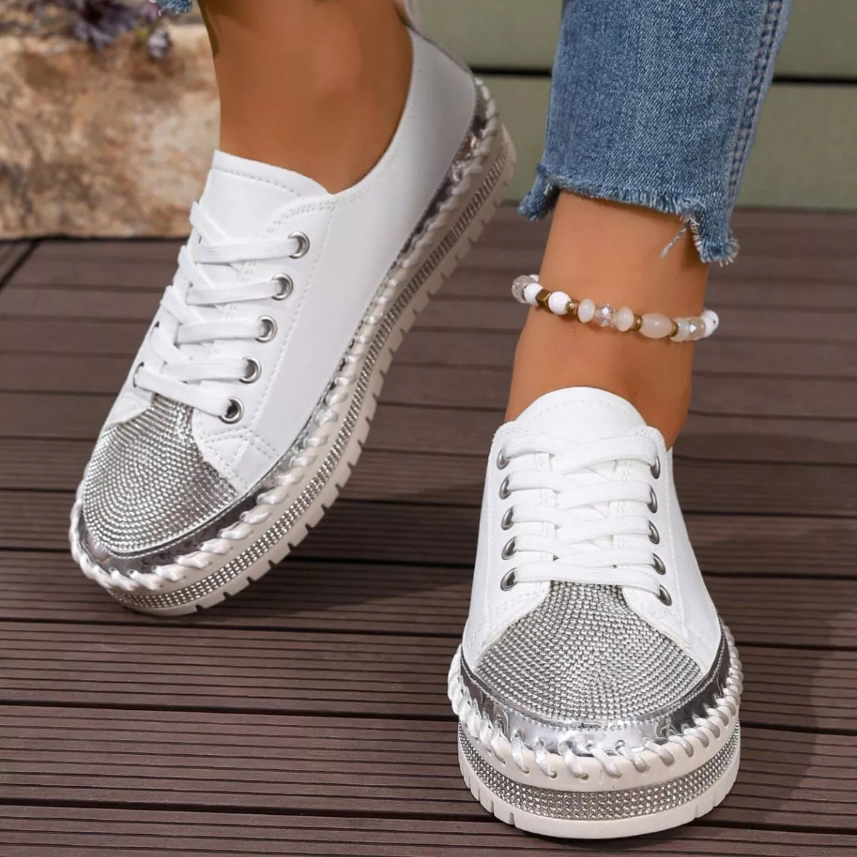 Round Toe Platform Sneakers -