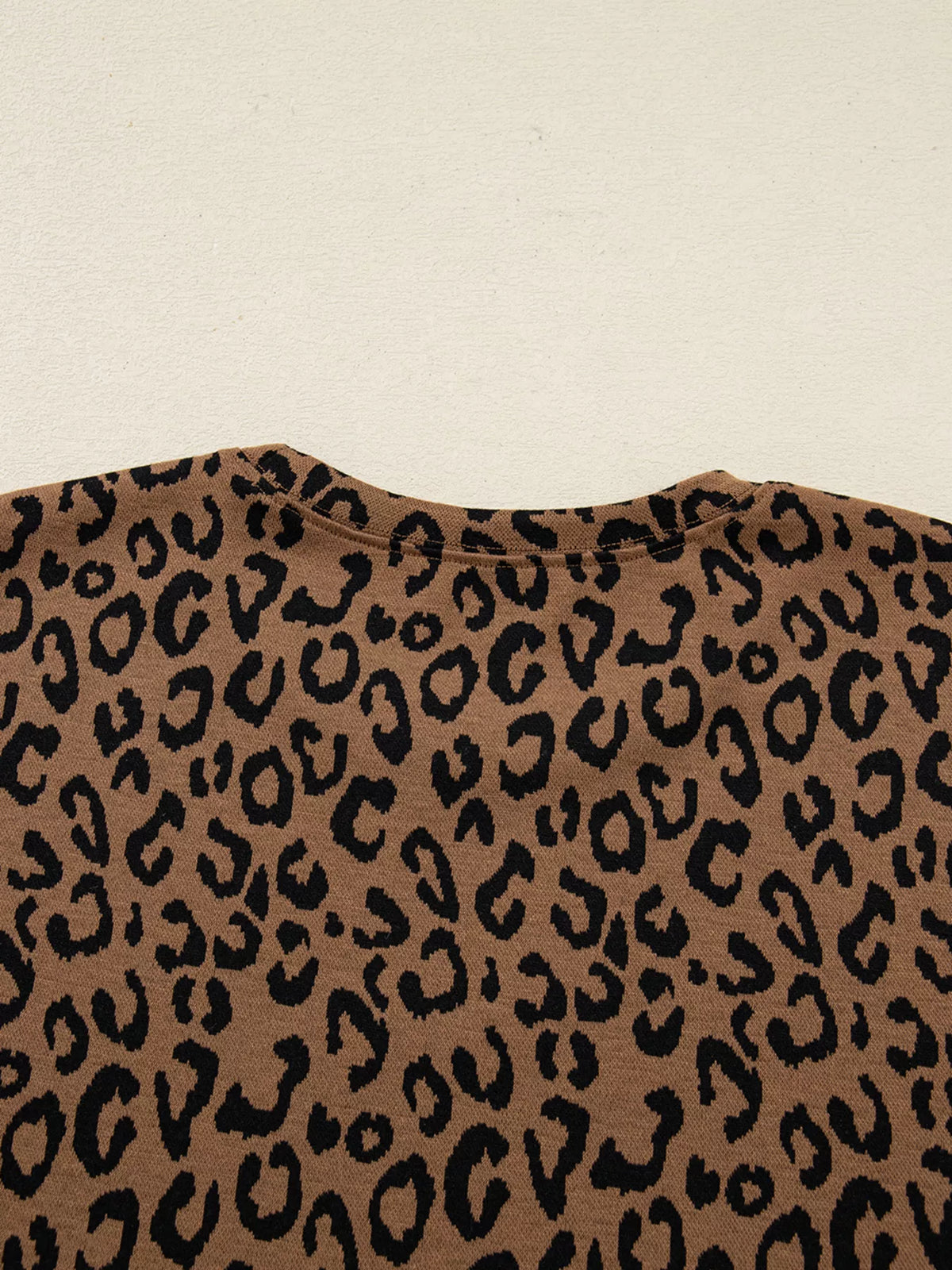Striped Trim Leopard Long Sleeve Top Drawstring Pant Set -