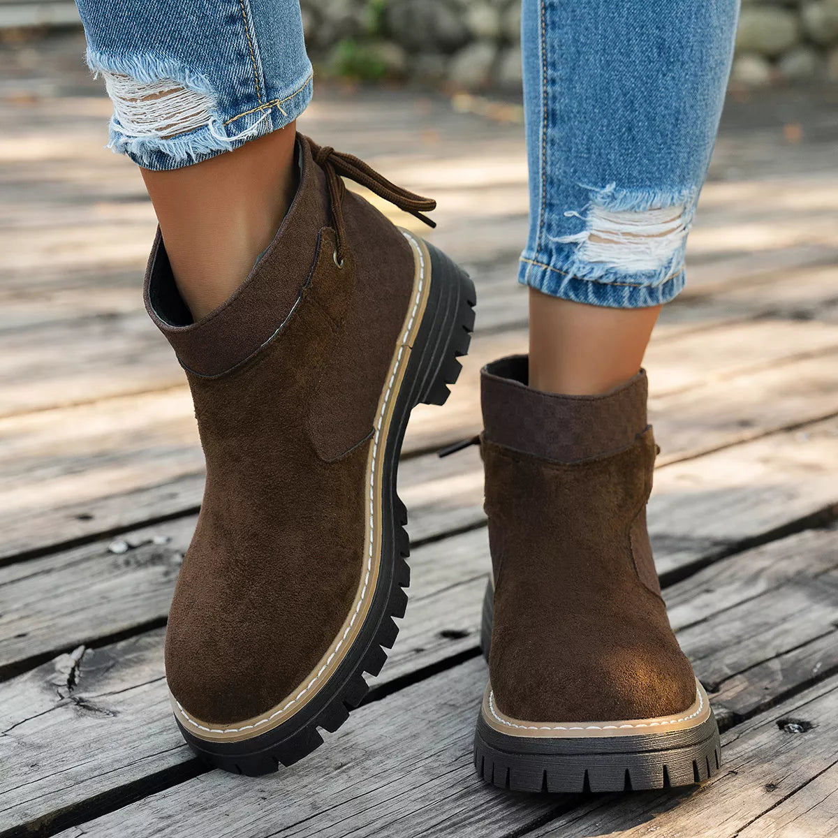 Block Heel Ankle Boots -