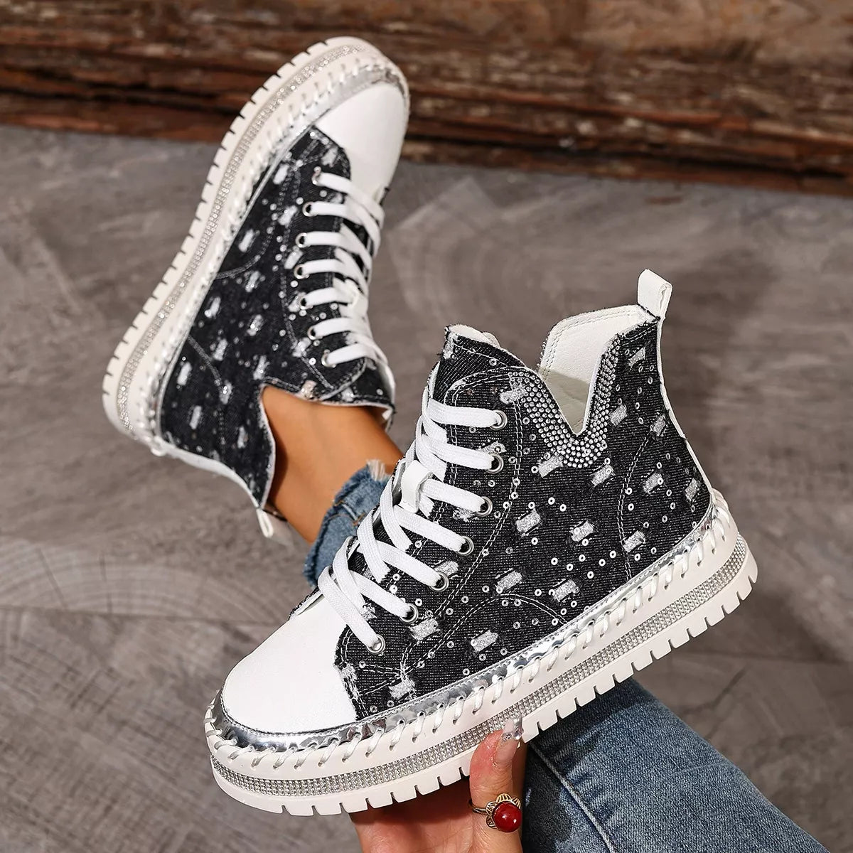Lace Up Platform Sneakers -