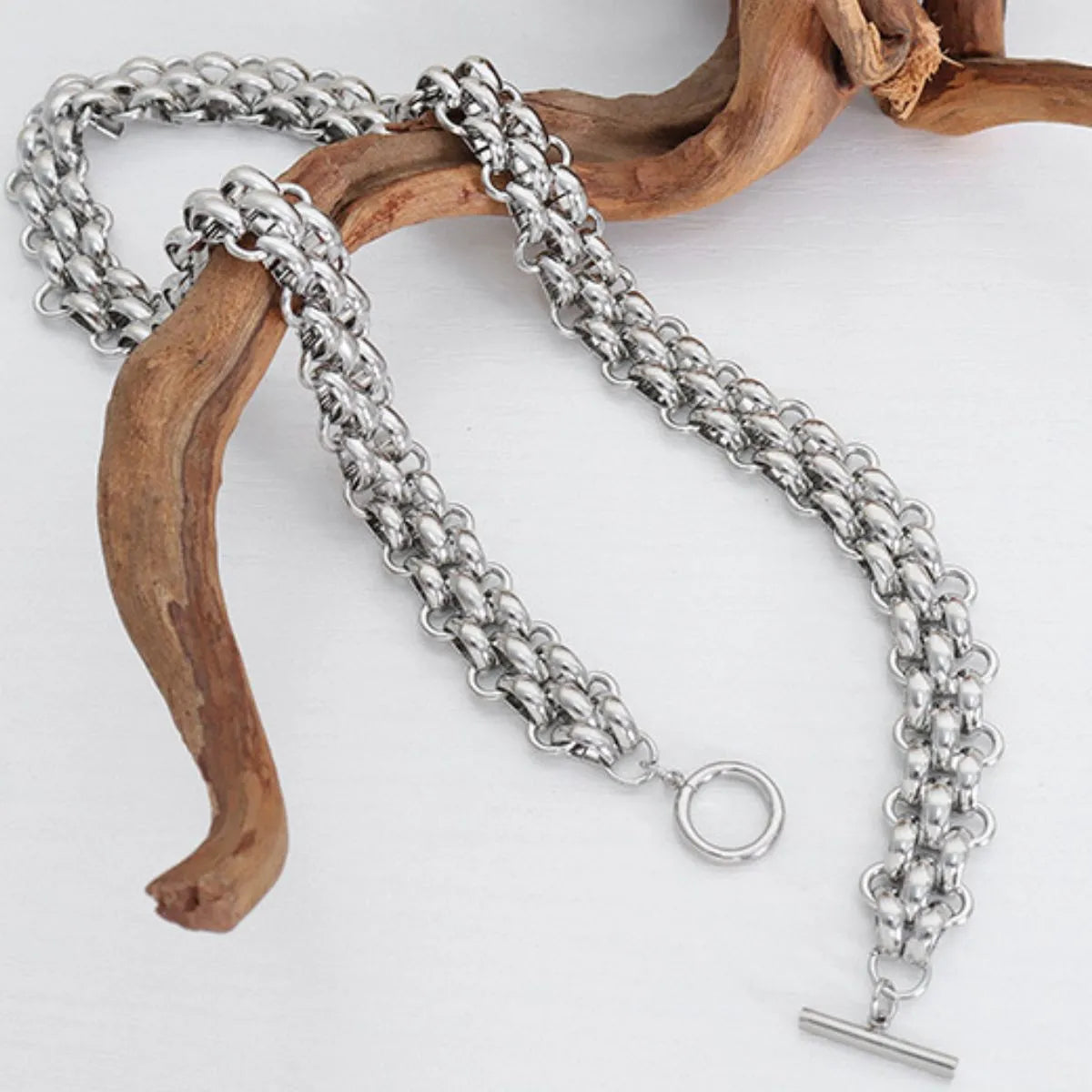 Gold Chain Link Jewelry Set with Necklace and Bracelet -