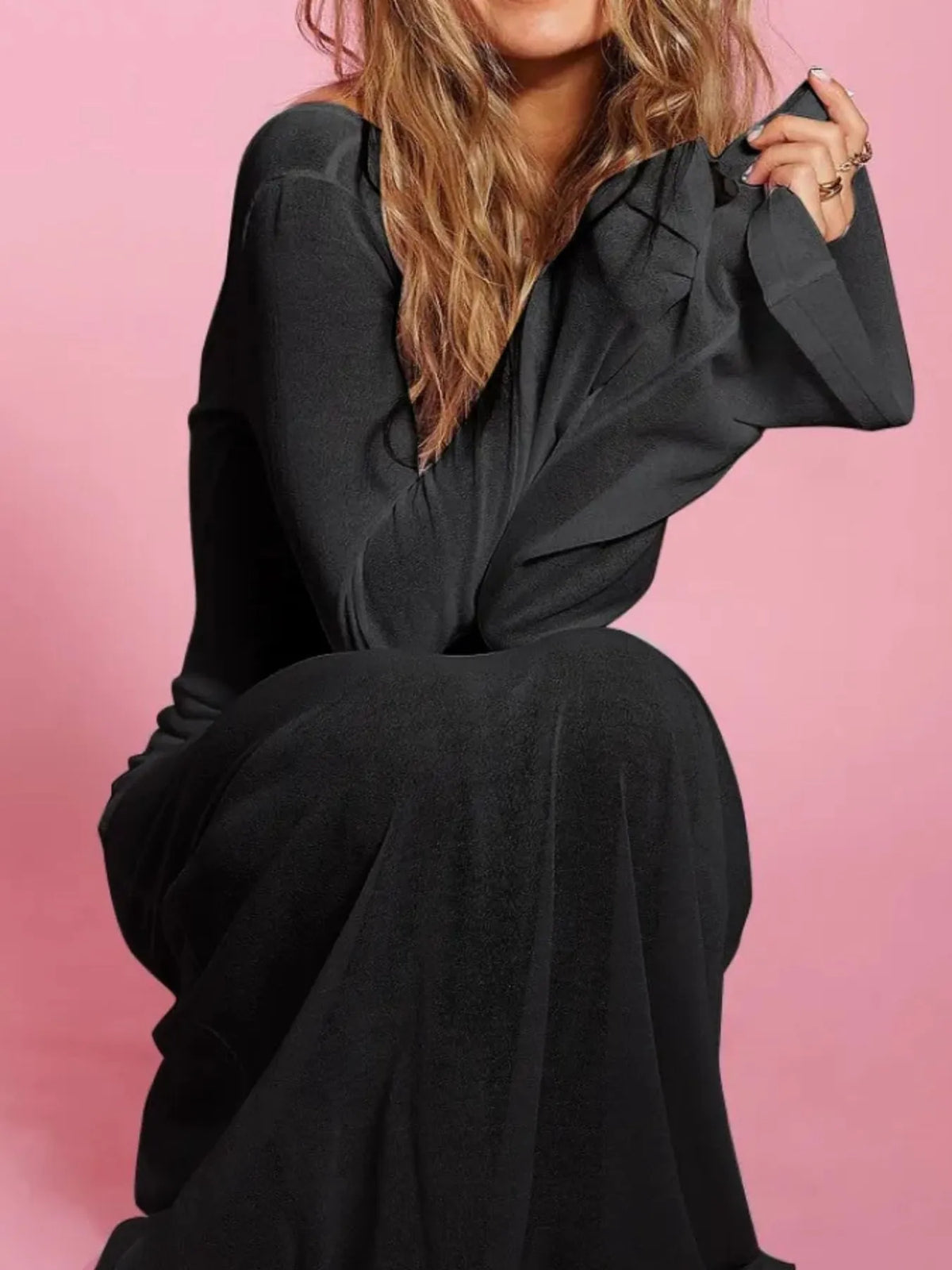 Backless Long Sleeve Maxi Cover-Up -
