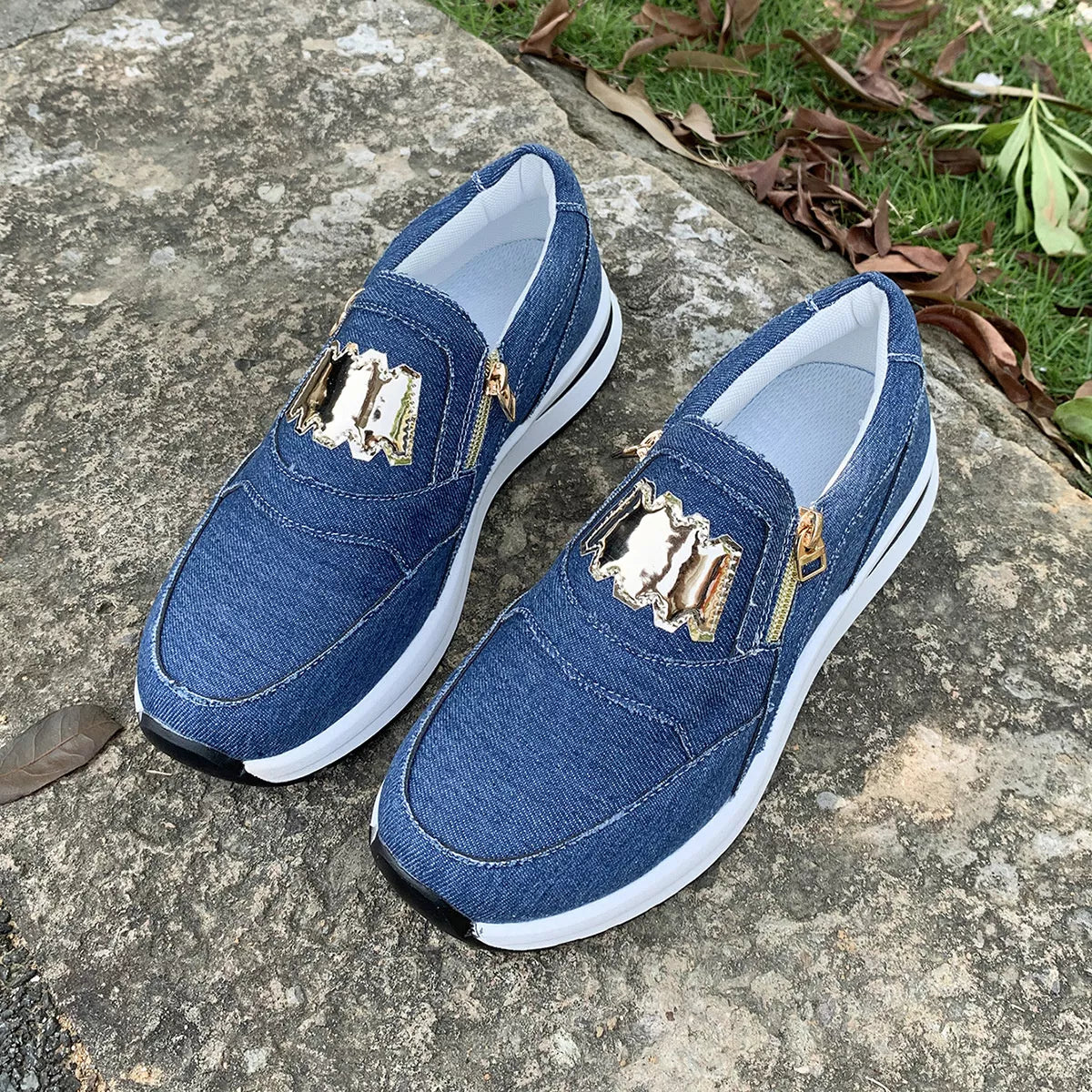 Round Toe Platform Slip-Ons -