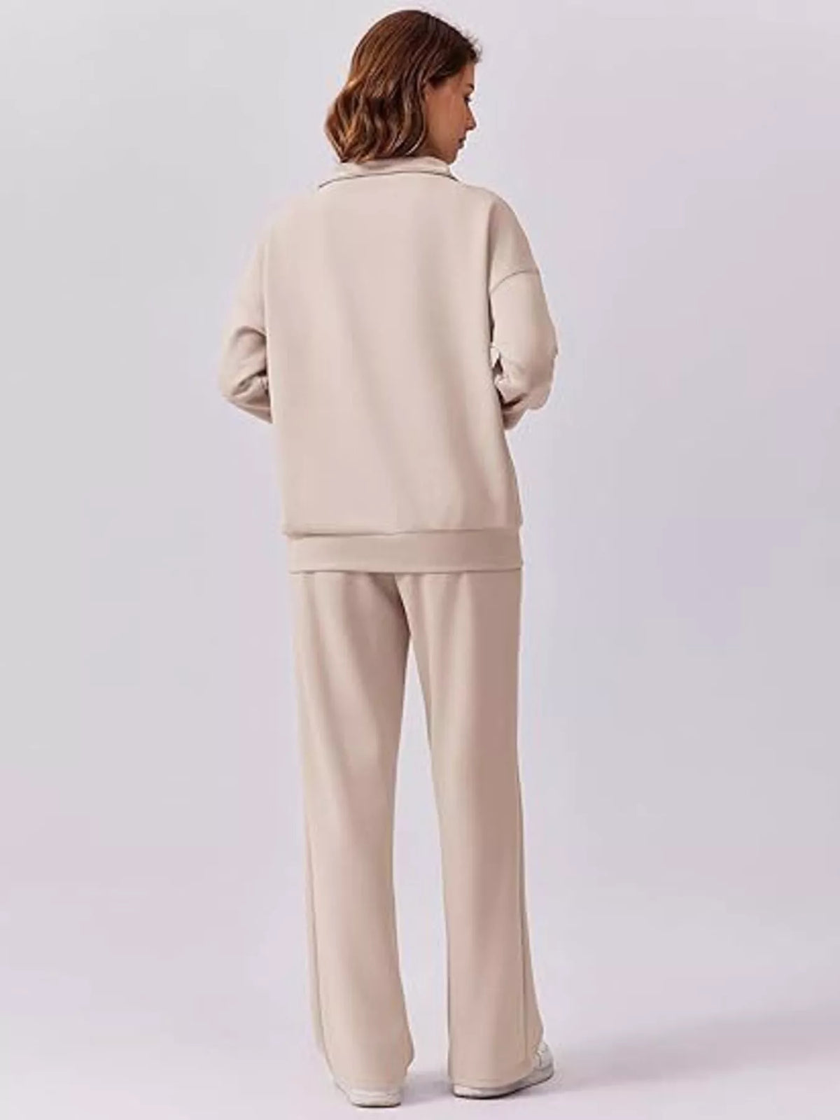 Relaxed Fit Quarter-Zip Top and Pants Set -