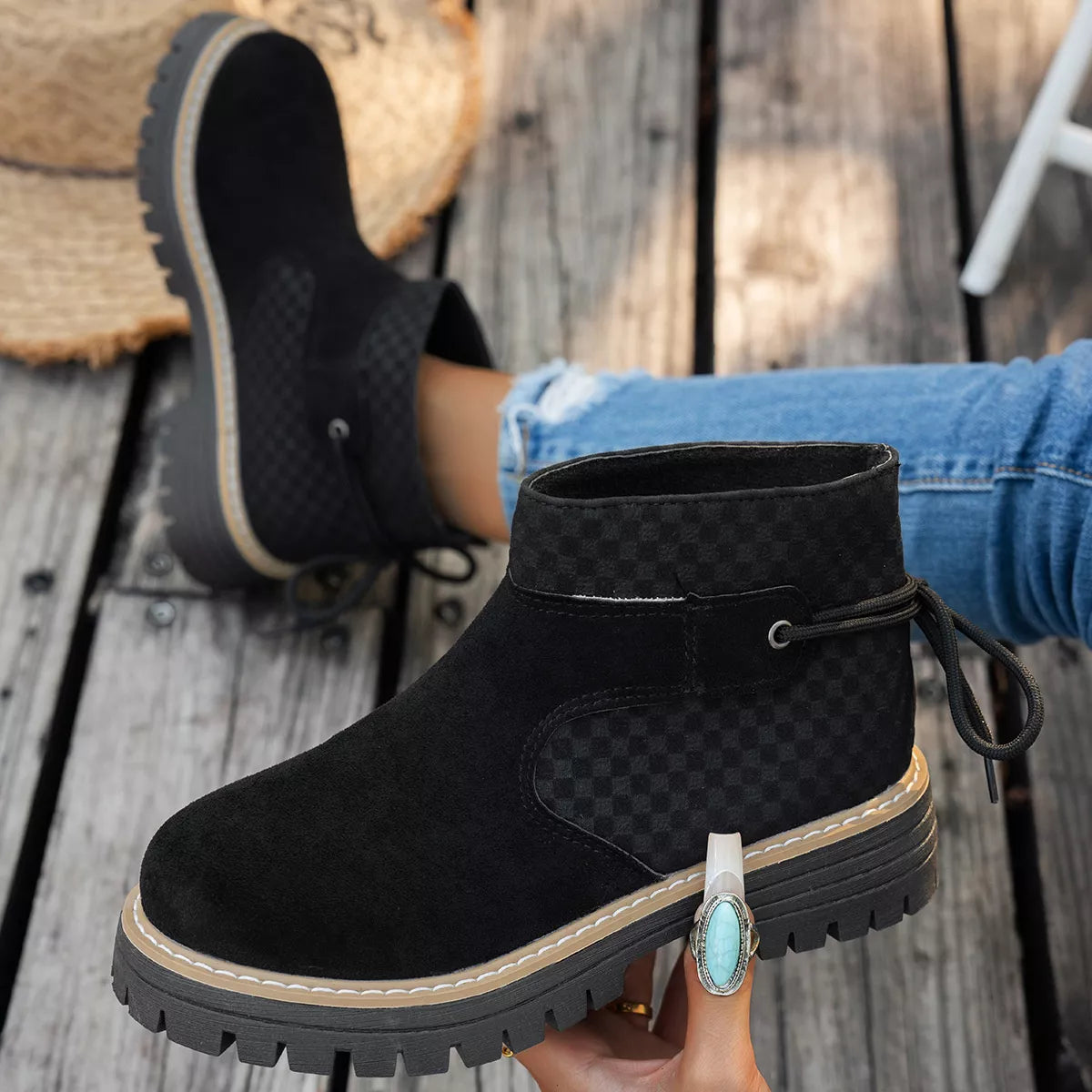 Block Heel Ankle Boots -