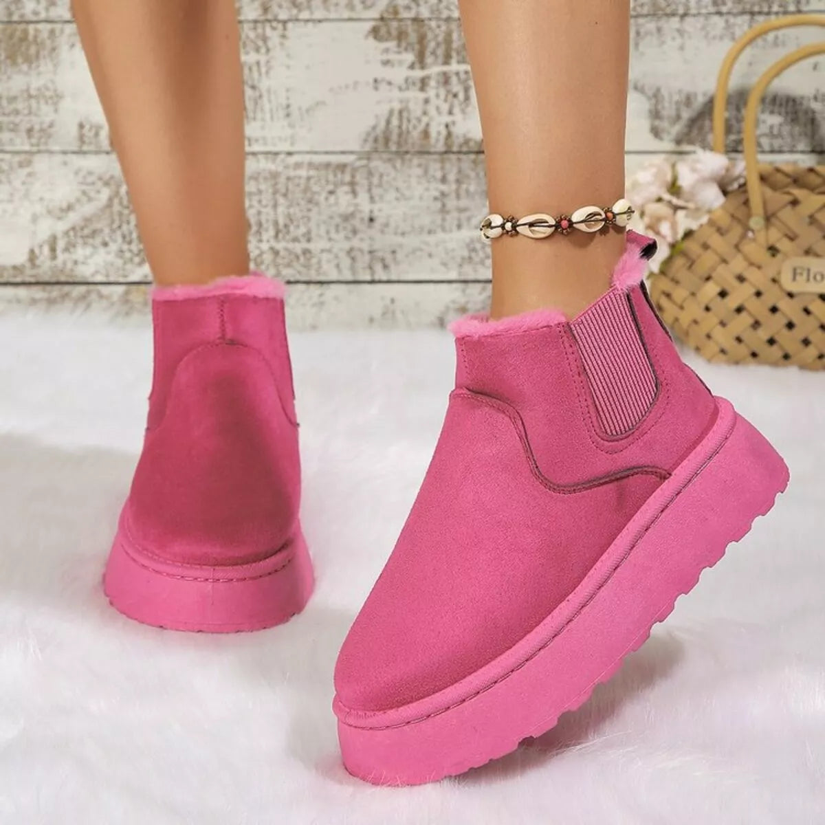 Round Toe Platform Ankle Boots -