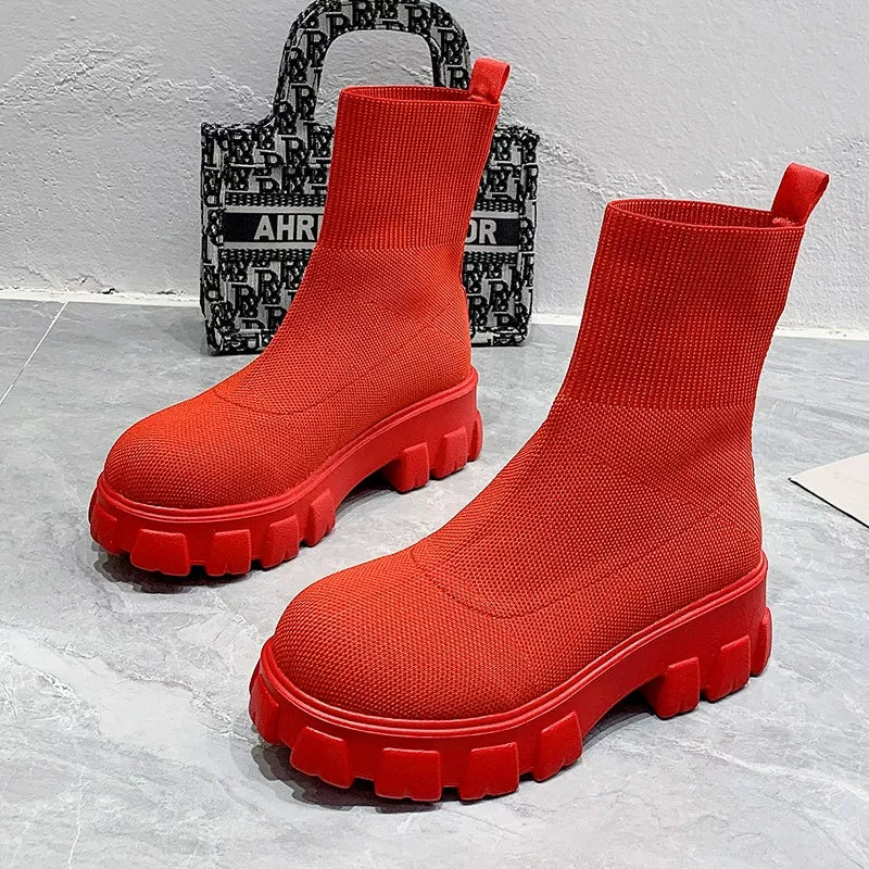 Round Toe Block Heels Boots -