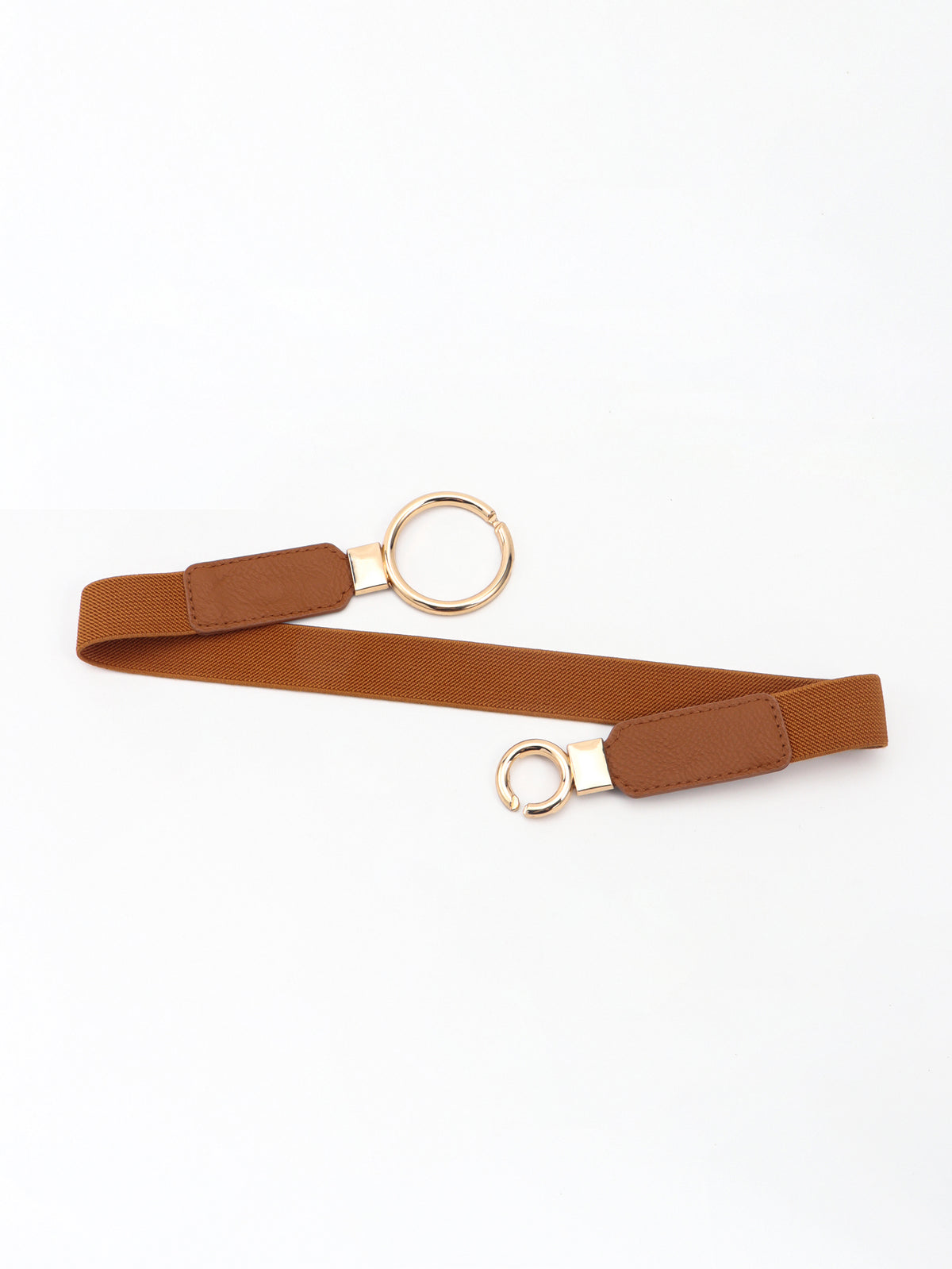 Double Ring Buckle Elastic PU Belt -