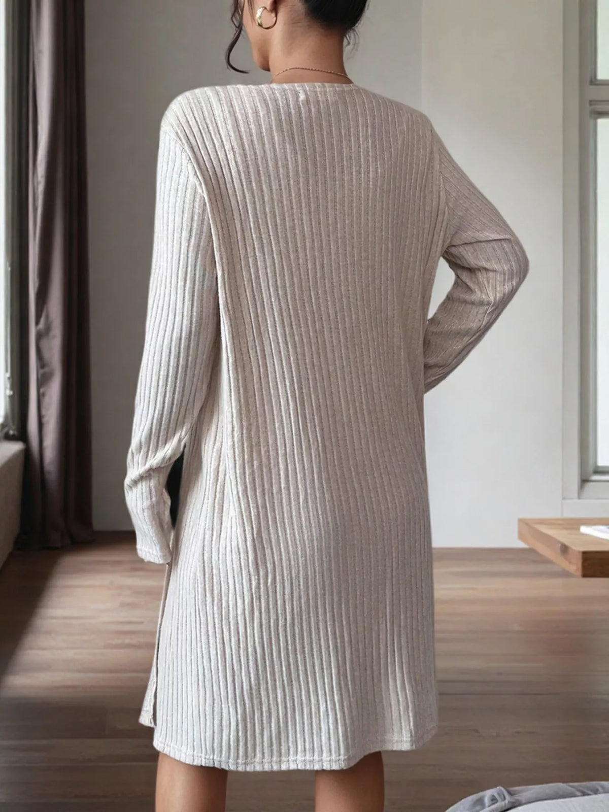 Ribbed Knit Tank Dress and Cardigan Set -