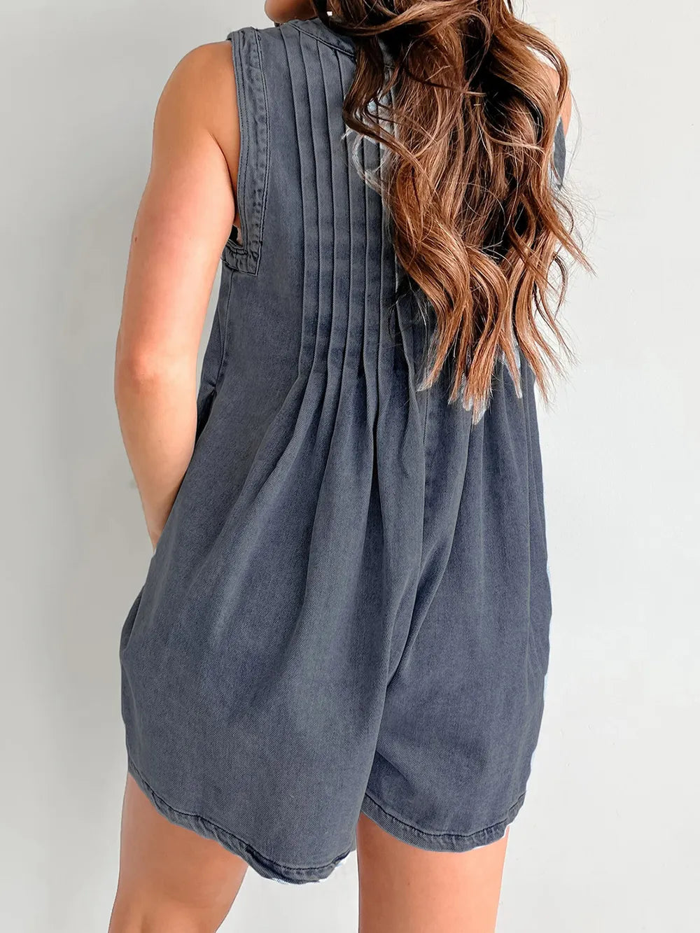 Tied Romper with Pockets - Dark Navy