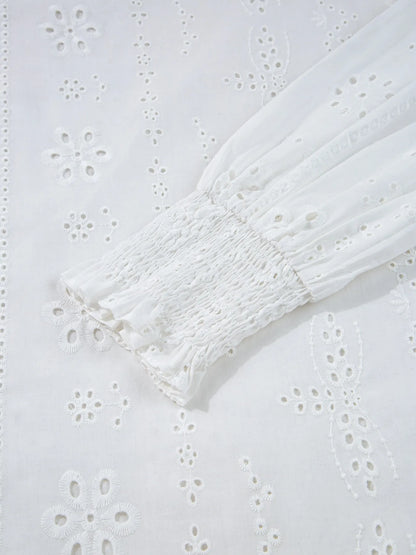 Eyelet Long Sleeve Blouse -