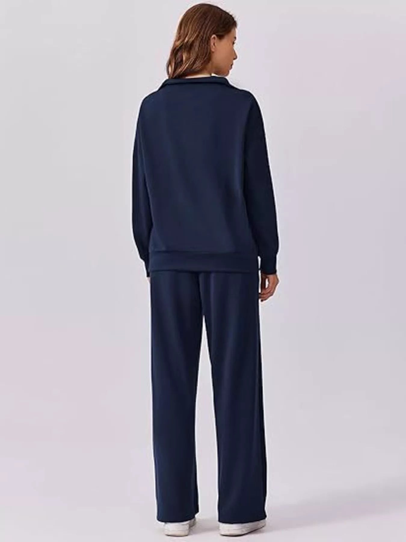 Relaxed Fit Quarter-Zip Top and Pants Set -