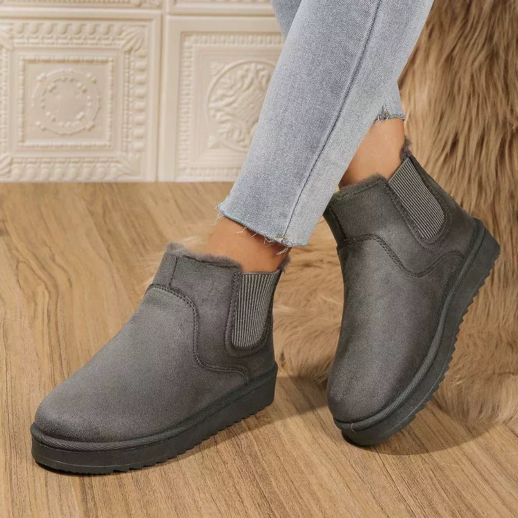 Round Toe Platform Boots - Dark Gray