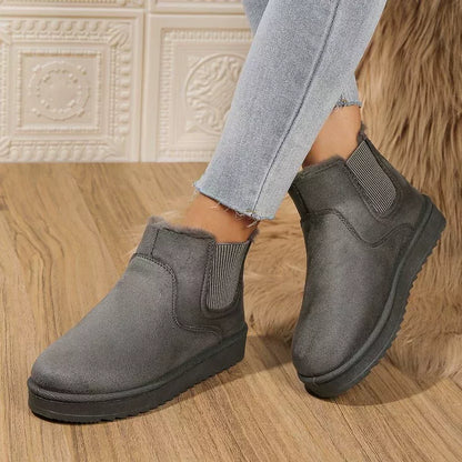 Round Toe Platform Boots - Dark Gray
