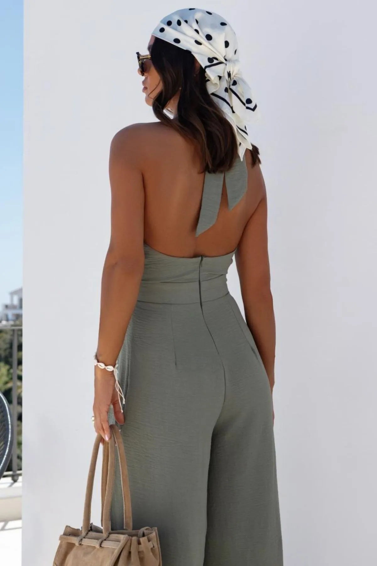 Halter Neck Wide Leg Jumpsuit -