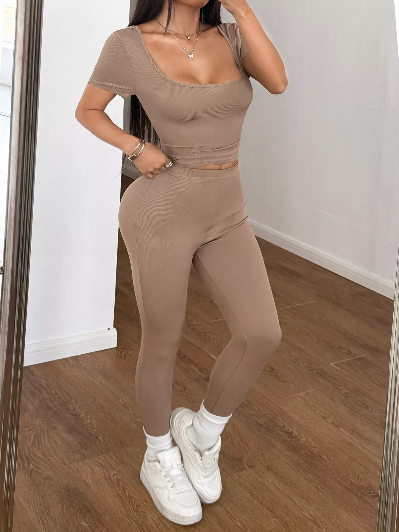 Short Sleeve Top and Leggings Set -