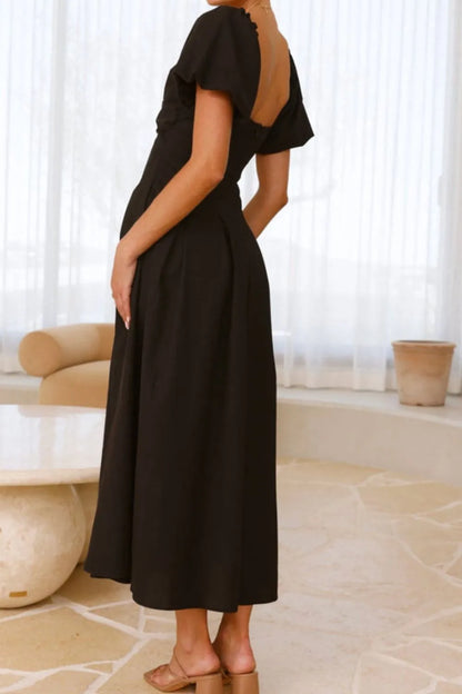 Sweetheart Neck Puff Sleeve Dress -