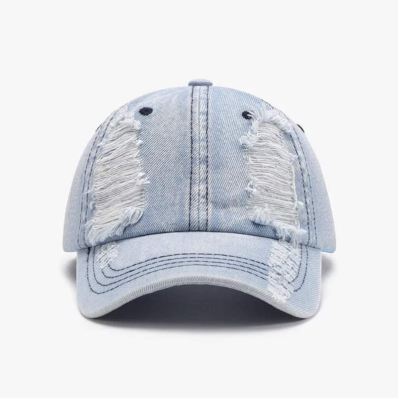 Distressed Cotton Baseball Cap - Light One Size
