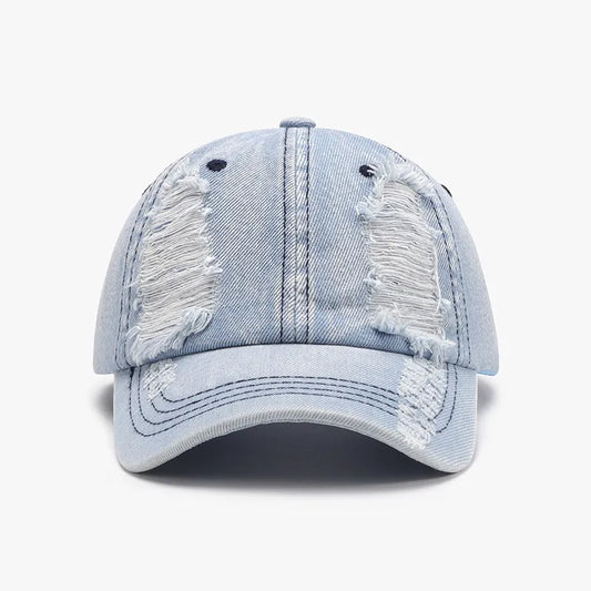 Distressed Cotton Baseball Cap - Light One Size
